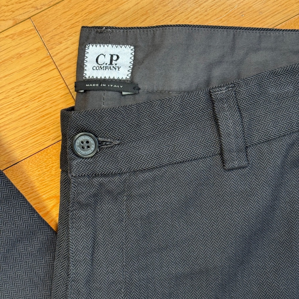 CP Company Mens‎ Trousers Size 50 Charcoal Herringbone Cotton Made in Italy